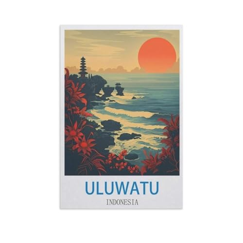 Erwachsene Puzzle 1000 Stück DIY Holz pielzeug，Uluwatu, Indonesien，Creative Einzigartiges Geschenk Persönlichkeit Spiel Erwachsener Kind Puzzle Spielzeug（75x50cm）-GB71 von YYHMKBYY