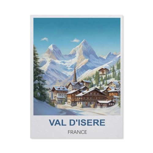 Erwachsene Puzzle 1000 Stück DIY Holz pielzeug，Val D’isere Frankreich Vintage-Reiseplakat，Creative Einzigartiges Geschenk Persönlichkeit Spiel Erwachsener Kind Puzzle Spielzeug（75x50cm）-CQ25 von YYHMKBYY