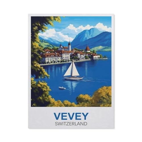 Erwachsene Puzzle 1000 Stück DIY Holz pielzeug，Vevey der Schweiz，Creative Einzigartiges Geschenk Persönlichkeit Spiel Erwachsener Kind Puzzle Spielzeug（75x50cm）-FC80 von YYHMKBYY