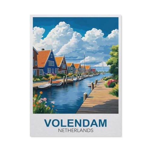 Erwachsene Puzzle 1000 Stück DIY Holz pielzeug，Volendam Niederlande，Creative Einzigartiges Geschenk Persönlichkeit Spiel Erwachsener Kind Puzzle Spielzeug（75x50cm）-FB31 von YYHMKBYY