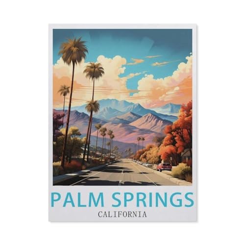 Erwachsene Puzzle 1000 Stück DIY Papier pielzeug，Palm Springs California Vintage-Reiseposter，Creative Einzigartiges Geschenk Persönlichkeit Spiel Erwachsener Kind Puzzle Spielzeug（38x26cm）-BB19 von YYHMKBYY