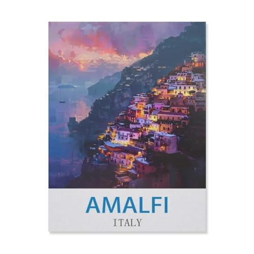 Erwachsene und Kinder Puzzle 1000 Teile Puzzle，Amalfi, Italien，einfaches Puzzlespiel Rollenpuzzle Lernspiel Spielzeug Familie Dekoration（50x70cm）-DP70 von YYHMKBYY
