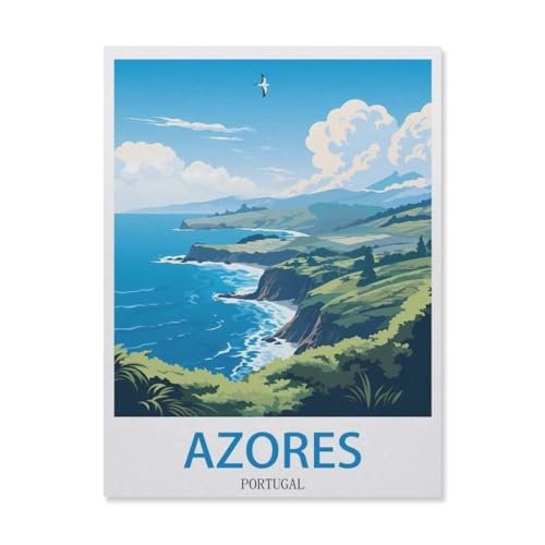 Erwachsene und Kinder Puzzle 1000 Teile Puzzle，Azoren, Portugal，einfaches Puzzlespiel Rollenpuzzle Lernspiel Spielzeug Familie Dekoration（75x50cm）-EF72 von YYHMKBYY