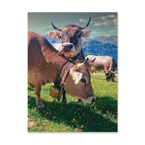 Erwachsene und Kinder Puzzle 1000 Teile Puzzle，Bergkühe，einfaches Puzzlespiel Rollenpuzzle Lernspiel Spielzeug Familie Dekoration（38x26cm）-AO35 von YYHMKBYY