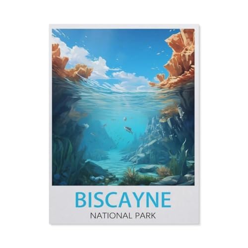 Erwachsene und Kinder Puzzle 1000 Teile Puzzle，Biscayne National Park Vintage-Reiseposter，einfaches Puzzlespiel Rollenpuzzle Lernspiel Spielzeug Familie Dekoration（38x26cm）-AU34 von YYHMKBYY