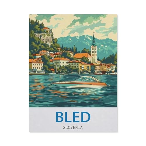 Erwachsene und Kinder Puzzle 1000 Teile Puzzle，Bled, Slowenien，einfaches Puzzlespiel Rollenpuzzle Lernspiel Spielzeug Familie Dekoration（75x50cm）-CI70 von YYHMKBYY