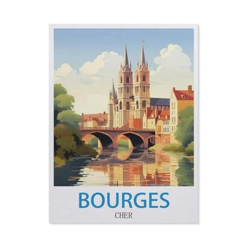 Erwachsene und Kinder Puzzle 1000 Teile Puzzle，Bourges Cher，einfaches Puzzlespiel Rollenpuzzle Lernspiel Spielzeug Familie Dekoration（75x50cm）-GQ15 von YYHMKBYY