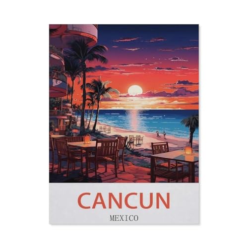Erwachsene und Kinder Puzzle 1000 Teile Puzzle，Cancun, Mexiko，einfaches Puzzlespiel Rollenpuzzle Lernspiel Spielzeug Familie Dekoration（75x50cm）-EB41 von YYHMKBYY