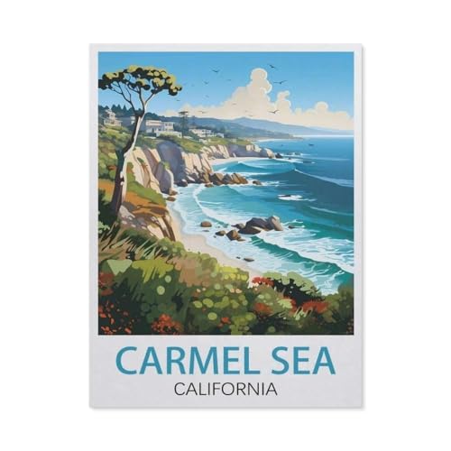 Erwachsene und Kinder Puzzle 1000 Teile Puzzle，Carmel Sea Kalifornien，einfaches Puzzlespiel Rollenpuzzle Lernspiel Spielzeug Familie Dekoration（50x70cm）-EW71 von YYHMKBYY