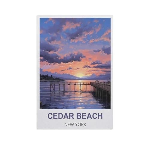 Erwachsene und Kinder Puzzle 1000 Teile Puzzle，Cedar Beach, New York，einfaches Puzzlespiel Rollenpuzzle Lernspiel Spielzeug Familie Dekoration（38x26cm）-GG63 von YYHMKBYY