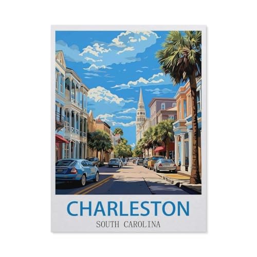 Erwachsene und Kinder Puzzle 1000 Teile Puzzle，Charleston, South Carolina，einfaches Puzzlespiel Rollenpuzzle Lernspiel Spielzeug Familie Dekoration（38x26cm）-CK89 von YYHMKBYY