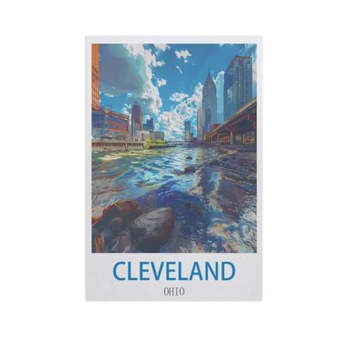 Erwachsene und Kinder Puzzle 1000 Teile Puzzle，Cleveland, Ohio，einfaches Puzzlespiel Rollenpuzzle Lernspiel Spielzeug Familie Dekoration（50x70cm）-GC22 von YYHMKBYY