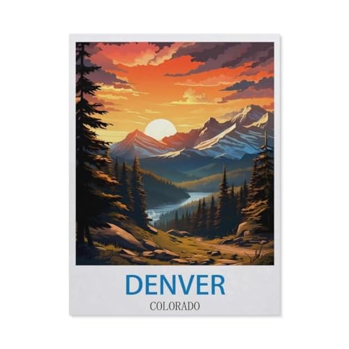 Erwachsene und Kinder Puzzle 1000 Teile Puzzle，Denver, Colorado，einfaches Puzzlespiel Rollenpuzzle Lernspiel Spielzeug Familie Dekoration（38x26cm）-CL62 von YYHMKBYY