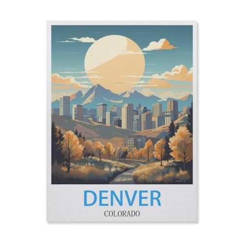 Erwachsene und Kinder Puzzle 1000 Teile Puzzle，Denver Colorado，einfaches Puzzlespiel Rollenpuzzle Lernspiel Spielzeug Familie Dekoration（75x50cm）-FG96 von YYHMKBYY