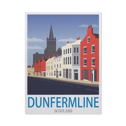 Erwachsene und Kinder Puzzle 1000 Teile Puzzle，Dunfermline, Schottland – Vintage Reiseplakat，einfaches Puzzlespiel Rollenpuzzle Lernspiel Spielzeug Familie Dekoration（50x70cm）-DB1 von YYHMKBYY