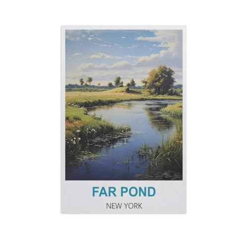 Erwachsene und Kinder Puzzle 1000 Teile Puzzle，Far Pond, New York，einfaches Puzzlespiel Rollenpuzzle Lernspiel Spielzeug Familie Dekoration（38x26cm）-GF90 von YYHMKBYY