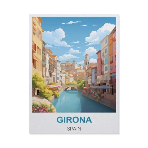 Erwachsene und Kinder Puzzle 1000 Teile Puzzle，Girona Spanien，einfaches Puzzlespiel Rollenpuzzle Lernspiel Spielzeug Familie Dekoration（38x26cm）-FB9 von YYHMKBYY