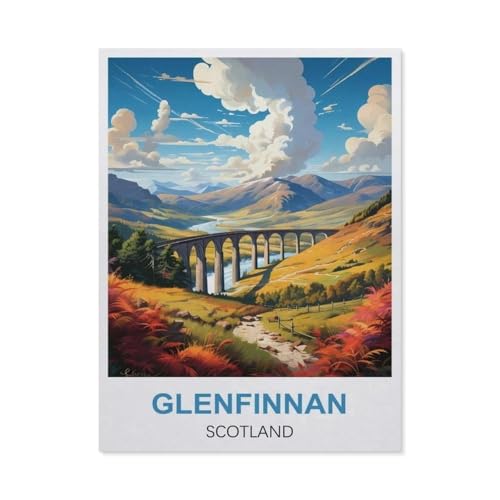 Erwachsene und Kinder Puzzle 1000 Teile Puzzle，Glenfinnan, Schottland，einfaches Puzzlespiel Rollenpuzzle Lernspiel Spielzeug Familie Dekoration（50x70cm）-EN88 von YYHMKBYY