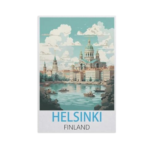 Erwachsene und Kinder Puzzle 1000 Teile Puzzle，Helsinki Finnland，einfaches Puzzlespiel Rollenpuzzle Lernspiel Spielzeug Familie Dekoration（75x50cm）-FQ51 von YYHMKBYY