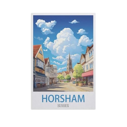 Erwachsene und Kinder Puzzle 1000 Teile Puzzle，Horsham Sussex，einfaches Puzzlespiel Rollenpuzzle Lernspiel Spielzeug Familie Dekoration（75x50cm）-GK31 von YYHMKBYY