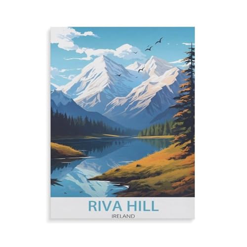 Erwachsene und Kinder Puzzle 1000 Teile Puzzle，Irland, Riva Hill, Vintage-Reiseposter，einfaches Puzzlespiel Rollenpuzzle Lernspiel Spielzeug Familie Dekoration（50x70cm）-AF64 von YYHMKBYY