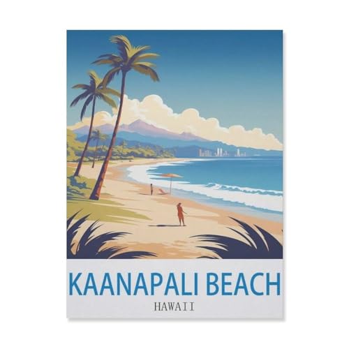 Erwachsene und Kinder Puzzle 1000 Teile Puzzle，Kaanapali Beach, Hawaii，einfaches Puzzlespiel Rollenpuzzle Lernspiel Spielzeug Familie Dekoration（38x26cm）-DM75 von YYHMKBYY