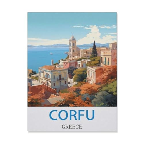 Erwachsene und Kinder Puzzle 1000 Teile Puzzle，Korfu, Griechenland，einfaches Puzzlespiel Rollenpuzzle Lernspiel Spielzeug Familie Dekoration（75x50cm）-EJ50 von YYHMKBYY