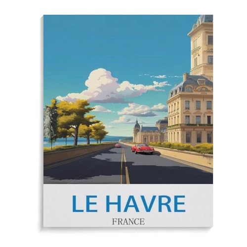 Erwachsene und Kinder Puzzle 1000 Teile Puzzle，Le Havre Frankreich，einfaches Puzzlespiel Rollenpuzzle Lernspiel Spielzeug Familie Dekoration（38x26cm）-L73 von YYHMKBYY