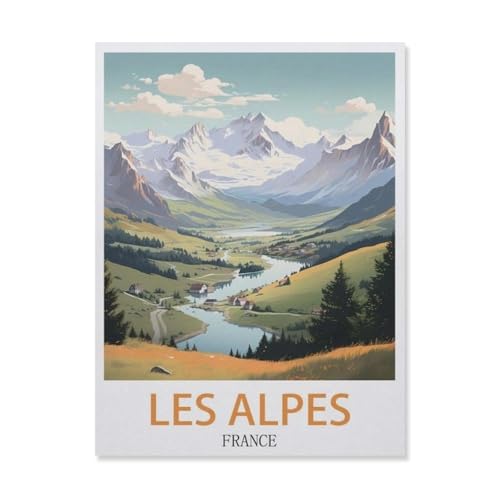 Erwachsene und Kinder Puzzle 1000 Teile Puzzle，Les Alpes Frankreich，einfaches Puzzlespiel Rollenpuzzle Lernspiel Spielzeug Familie Dekoration（75x50cm）-GN23 von YYHMKBYY