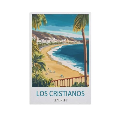 Erwachsene und Kinder Puzzle 1000 Teile Puzzle，Los Cristianos, Teneriffa，einfaches Puzzlespiel Rollenpuzzle Lernspiel Spielzeug Familie Dekoration（75x50cm）-FX84 von YYHMKBYY