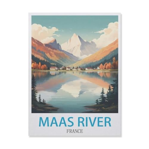 Erwachsene und Kinder Puzzle 1000 Teile Puzzle，Maas River France，einfaches Puzzlespiel Rollenpuzzle Lernspiel Spielzeug Familie Dekoration（38x26cm）-GM50 von YYHMKBYY