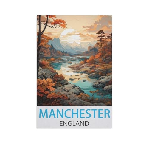 Erwachsene und Kinder Puzzle 1000 Teile Puzzle，Manchester England，einfaches Puzzlespiel Rollenpuzzle Lernspiel Spielzeug Familie Dekoration（50x70cm）-FP78 von YYHMKBYY