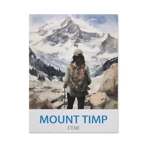 Erwachsene und Kinder Puzzle 1000 Teile Puzzle，Mount TIMP, Utah – Vintage Reiseplakate，einfaches Puzzlespiel Rollenpuzzle Lernspiel Spielzeug Familie Dekoration（50x70cm）-CW63 von YYHMKBYY