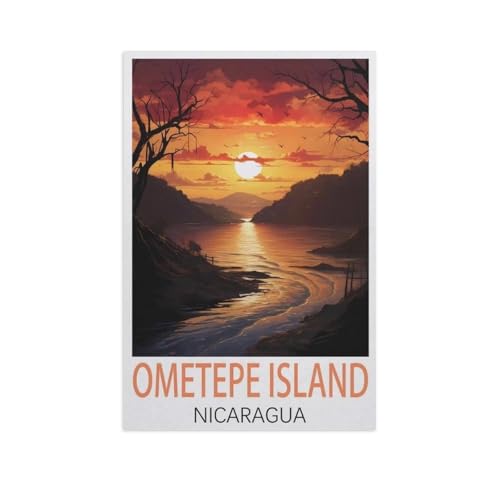 Erwachsene und Kinder Puzzle 1000 Teile Puzzle，Ometepe Insel Nicaragua，einfaches Puzzlespiel Rollenpuzzle Lernspiel Spielzeug Familie Dekoration（38x26cm）-FR24 von YYHMKBYY