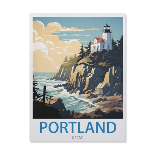 Erwachsene und Kinder Puzzle 1000 Teile Puzzle，Portland, Maine，einfaches Puzzlespiel Rollenpuzzle Lernspiel Spielzeug Familie Dekoration（38x26cm）-EI64 von YYHMKBYY