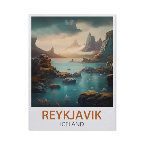 Erwachsene und Kinder Puzzle 1000 Teile Puzzle，Reykjavik Island，einfaches Puzzlespiel Rollenpuzzle Lernspiel Spielzeug Familie Dekoration（75x50cm）-EX44 von YYHMKBYY