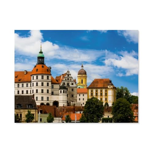 Erwachsene und Kinder Puzzle 1000 Teile Puzzle，Romantisches Neuburg an der Donau，einfaches Puzzlespiel Rollenpuzzle Lernspiel Spielzeug Familie Dekoration（38x26cm）-AQ54 von YYHMKBYY