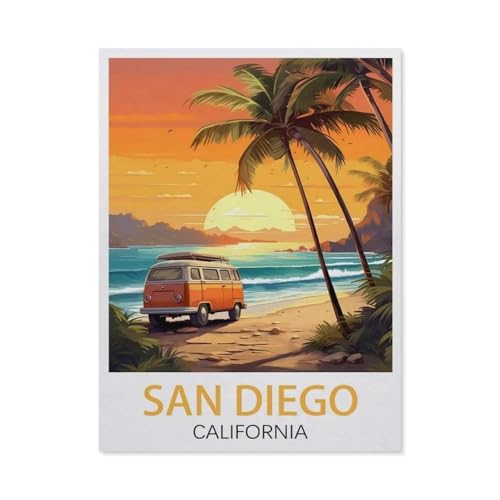 Erwachsene und Kinder Puzzle 1000 Teile Puzzle，San Diego, Kalifornien，einfaches Puzzlespiel Rollenpuzzle Lernspiel Spielzeug Familie Dekoration（75x50cm）-EP37 von YYHMKBYY