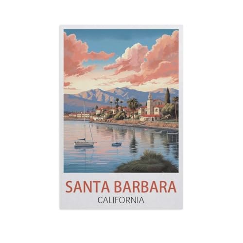 Erwachsene und Kinder Puzzle 1000 Teile Puzzle，Santa Barbara, Kalifornien，einfaches Puzzlespiel Rollenpuzzle Lernspiel Spielzeug Familie Dekoration（38x26cm）-AN62 von YYHMKBYY