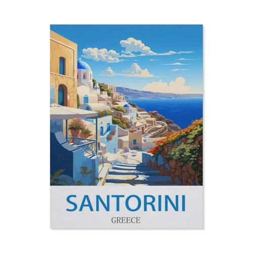 Erwachsene und Kinder Puzzle 1000 Teile Puzzle，Santorin, Griechenland，einfaches Puzzlespiel Rollenpuzzle Lernspiel Spielzeug Familie Dekoration（75x50cm）-CM35 von YYHMKBYY