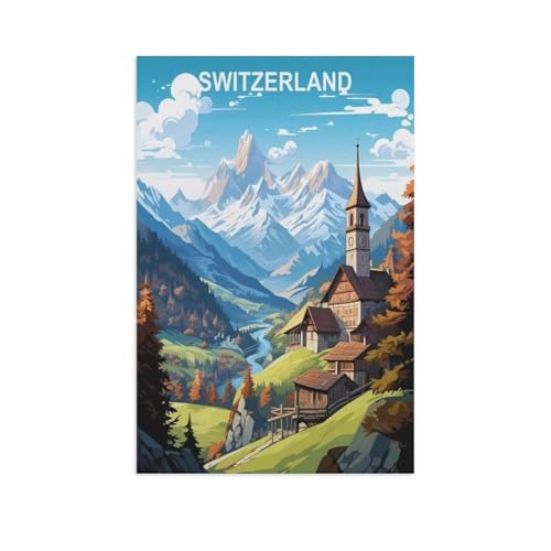 Erwachsene und Kinder Puzzle 1000 Teile Puzzle，Schweiz，einfaches Puzzlespiel Rollenpuzzle Lernspiel Spielzeug Familie Dekoration（75x50cm）-GI82 von YYHMKBYY