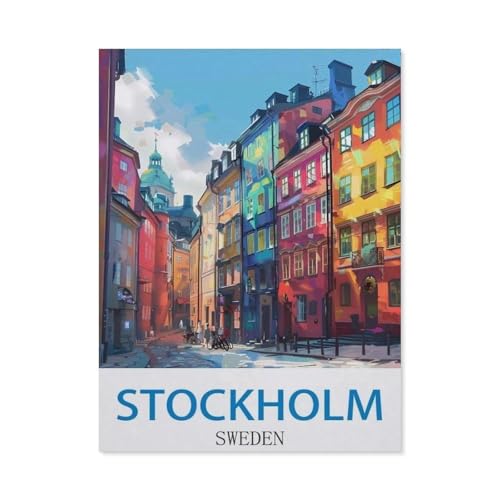 Erwachsene und Kinder Puzzle 1000 Teile Puzzle，Stockholm, Schweden，einfaches Puzzlespiel Rollenpuzzle Lernspiel Spielzeug Familie Dekoration（50x70cm）-CJ43 von YYHMKBYY