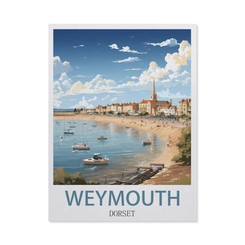 Erwachsene und Kinder Puzzle 1000 Teile Puzzle，Weymouth Dorset Vintage Reiseplakate，einfaches Puzzlespiel Rollenpuzzle Lernspiel Spielzeug Familie Dekoration（38x26cm）-CG48 von YYHMKBYY