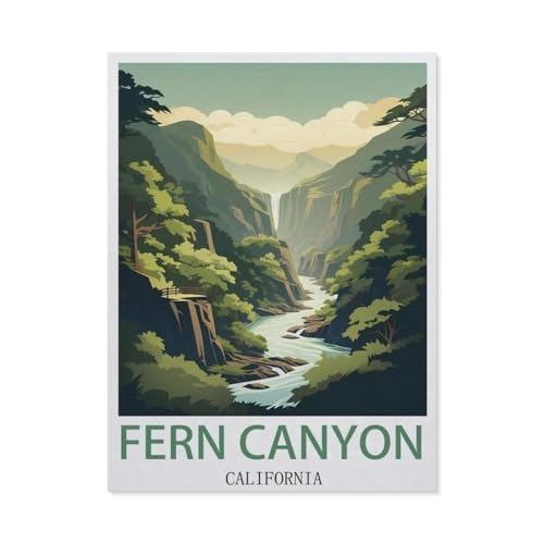 Fern Canyon, Kalifornien，1000 Stück Erwachsene Holz Landschaft Puzzles Für Kinder Lernspielzeug Geschenke（75x50cm）-DL98 von YYHMKBYY