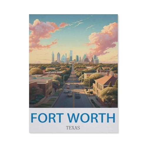 Fort Worth, Texas – Vintage Reiseplakat，1000 Teile Puzzle Erwachsene Dekompressionsspielzeug Erwachsene Ideales Pädagogisches Puzzle Erwachsene Spiele Geschenk（38x26cm）-CV7 von YYHMKBYY