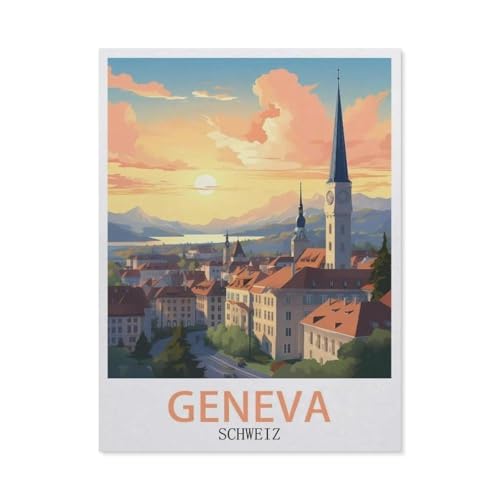 Genf der Schweiz，Papier Puzzle 1000 Teile Spielzeug Für Erwachsene Dekompressionsspiel（38x26cm）-EZ52 von YYHMKBYY