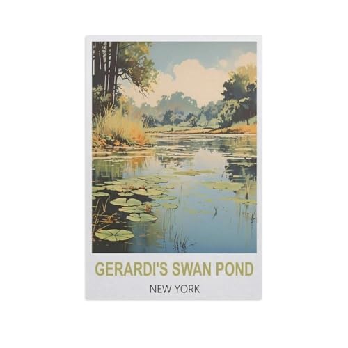 Gerardi's Swan Pond New York，Puzzle 1000 Teile Erwachsene Kinde Spaß Lernspielzeug Geschenke（75x50cm）-FU13 von YYHMKBYY
