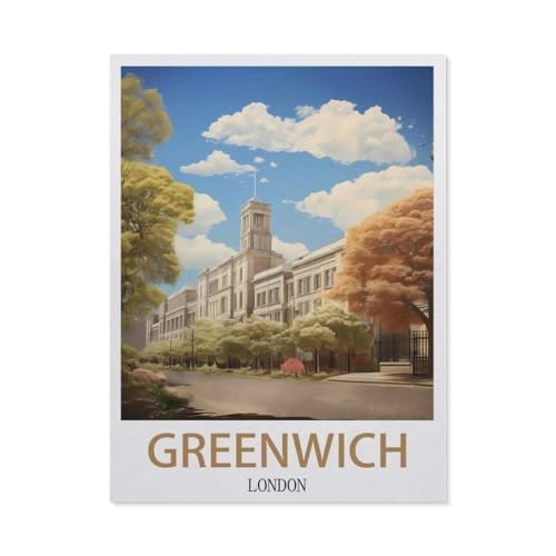 Greenwich London Vintage Reiseplakate，Puzzles für Erwachsene 1000 Teile, Klassische Puzzle Puzzle Schwierig für Erwachsene Teenager Freizeit Spaß Spiel Spielzeug （50x70cm）-CE84 von YYHMKBYY
