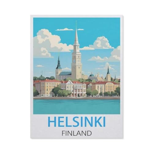 Helsinki, Finnland, Vintage-Reiseposter，Puzzles 1000 Teile für Erwachsene, Klassische Puzzle Jungen Mädchen Puzzle für Kinder Teenager Lernspiel Spielzeug（75x50cm）-AI44 von YYHMKBYY