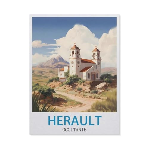 Herault Occitanie，3D Puzzle 1000 Stück, Holz Montiert DIY Puzzle Montage Spielzeug Für Kinder, Holz Puzzle Holz Geschenk（75x50cm）-GO60 von YYHMKBYY